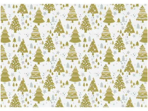 Picture of CHRISTMAS WRAPPING PAPER WITH GOLD TREES - 50 X 70CM